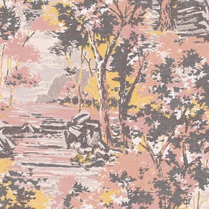 Carta da parati Forest Glade - Pesca + Giallo