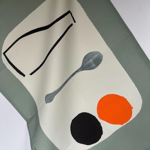 Bottle  + Spoon Tea  towel -  Grey