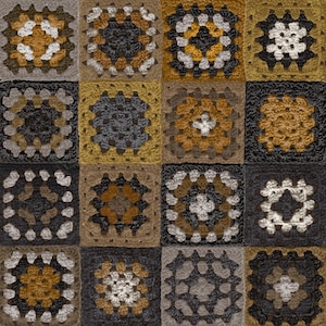 Crocheted Granny square Wallpaper - Ochre
