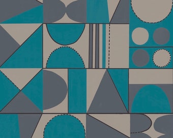 Taking Shape Wallpaper - Turquoise + Grey