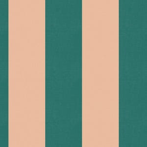 Carta da parati semplice a strisce larghe - Verde acqua / rosa
