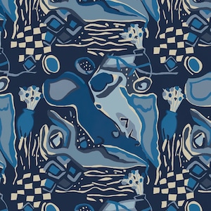 Carta da parati di figurine - Navy + blu polvere