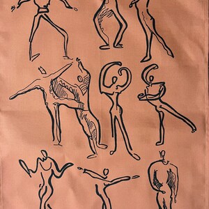 Dancers Tea towel - Coral