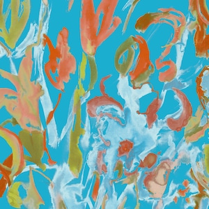 Abstract Floral Wallpaper - Cerulean