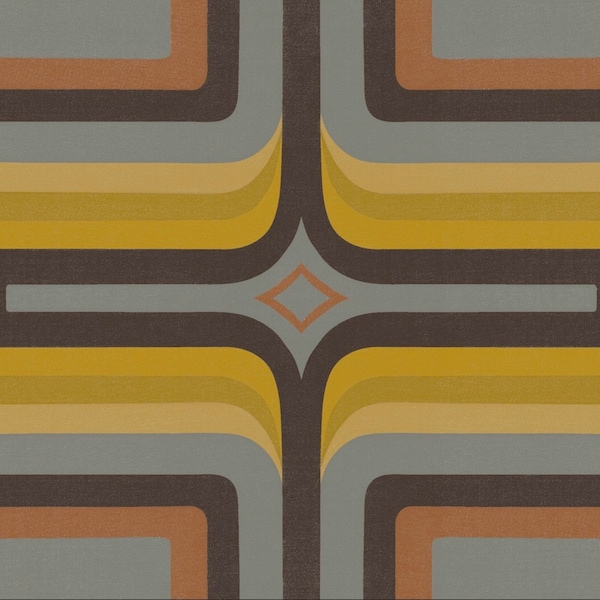 1970s Retro wallpaper, Brown, Yellow + Grey