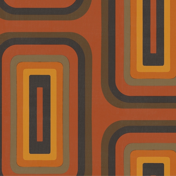 Retro Oblong wallpaper, Burnt Orange  + Ochre