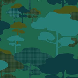 Carta da parati Cloud Tree - Turchese