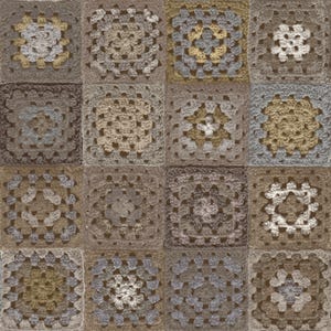 Crocheted Granny square Wallpaper - Natural