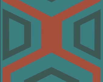 Papel pintado Polygon - Turquesa + Naranja