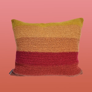 Mohair Striped Cushion - Ochre / Reds