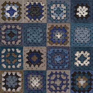 Crocheted Granny square Wallpaper - Blue