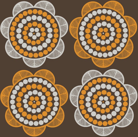 Retro Daisy Wallpaper Brown Orange Etsy