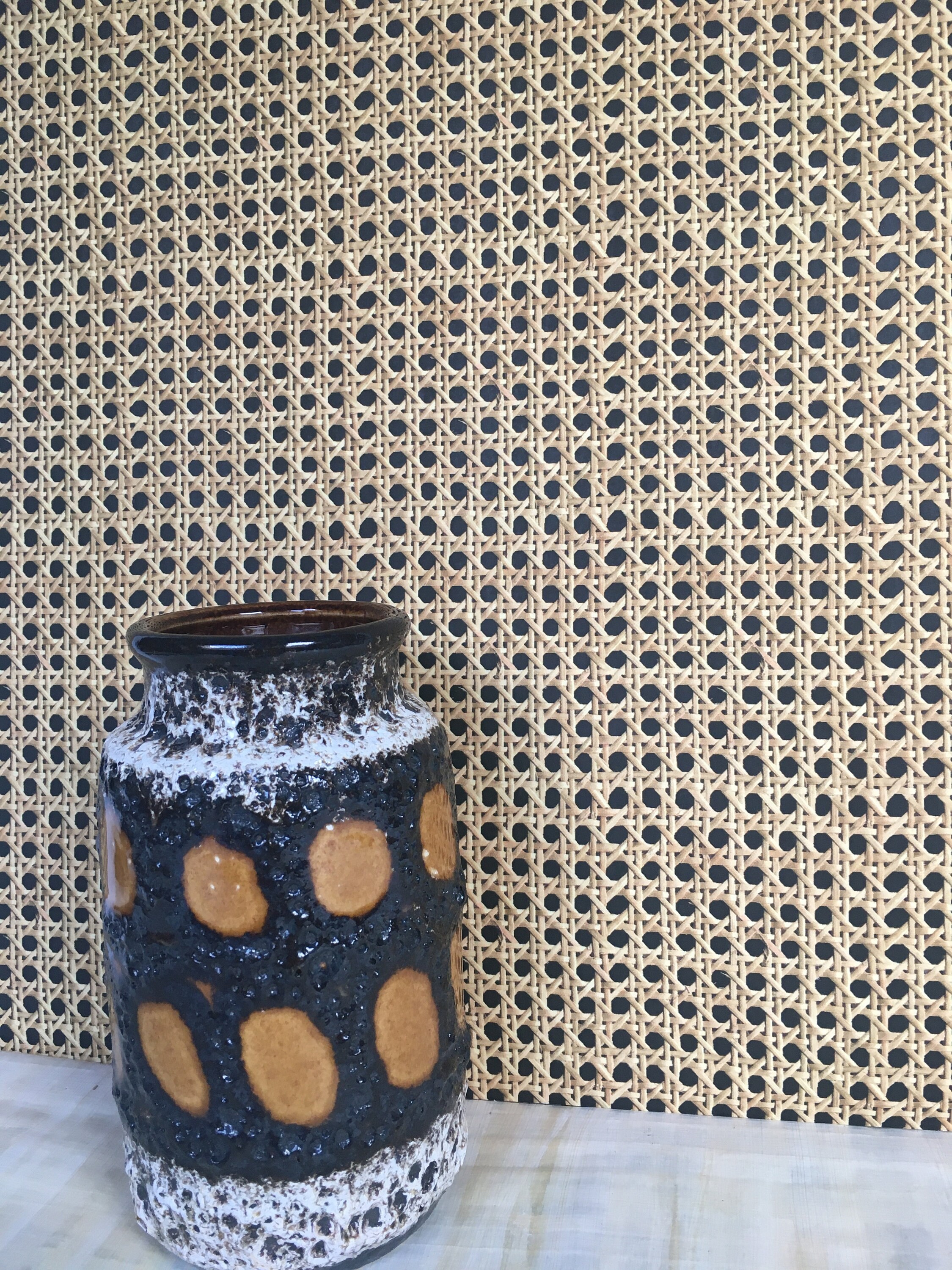 Woven Cane Effect Wallpaper - Black Background - Etsy