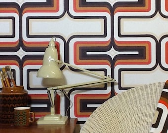1970s Retro wallpaper, Orange + Brown