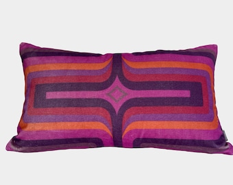 Cojín estampado Terciopelo Geométrico - Rosa + Coral