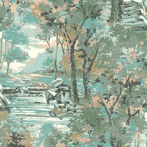 Carta da parati Forest Glade - Verde + Pesca