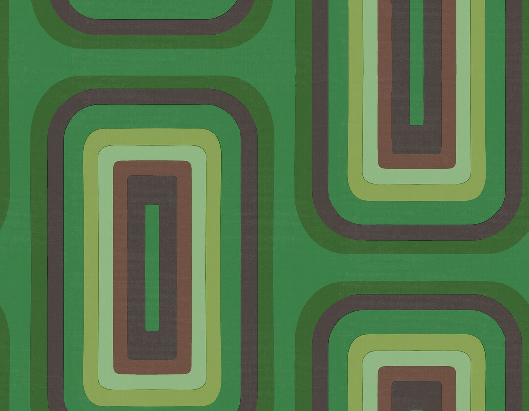 Retro Oblong Wallpaper, Emerald Etsy