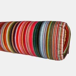 Velvet Multi Coloured Fine Striped Bolster Cushion image 2