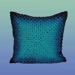 Cotton Crocheted Cushion - Green / Blue
