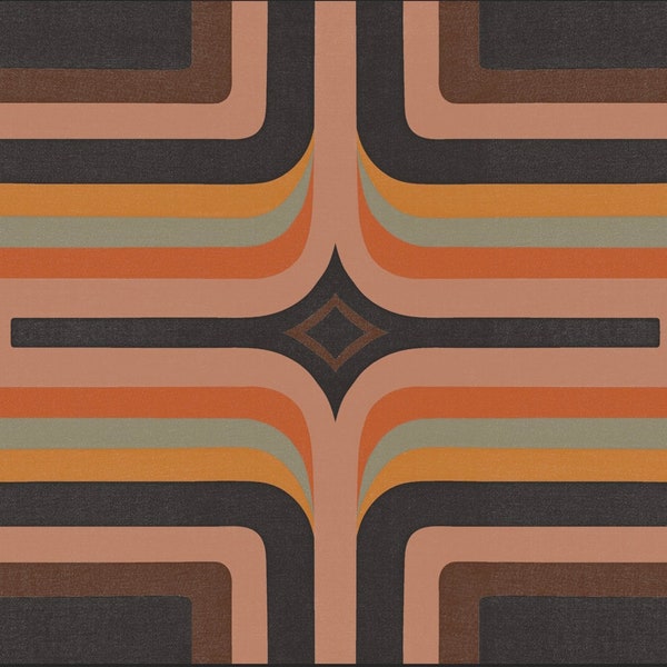 1970s Retro wallpaper, Black + Peach