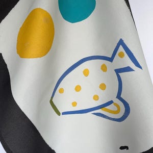 Spotted Jug Tea towel - Off black + blue