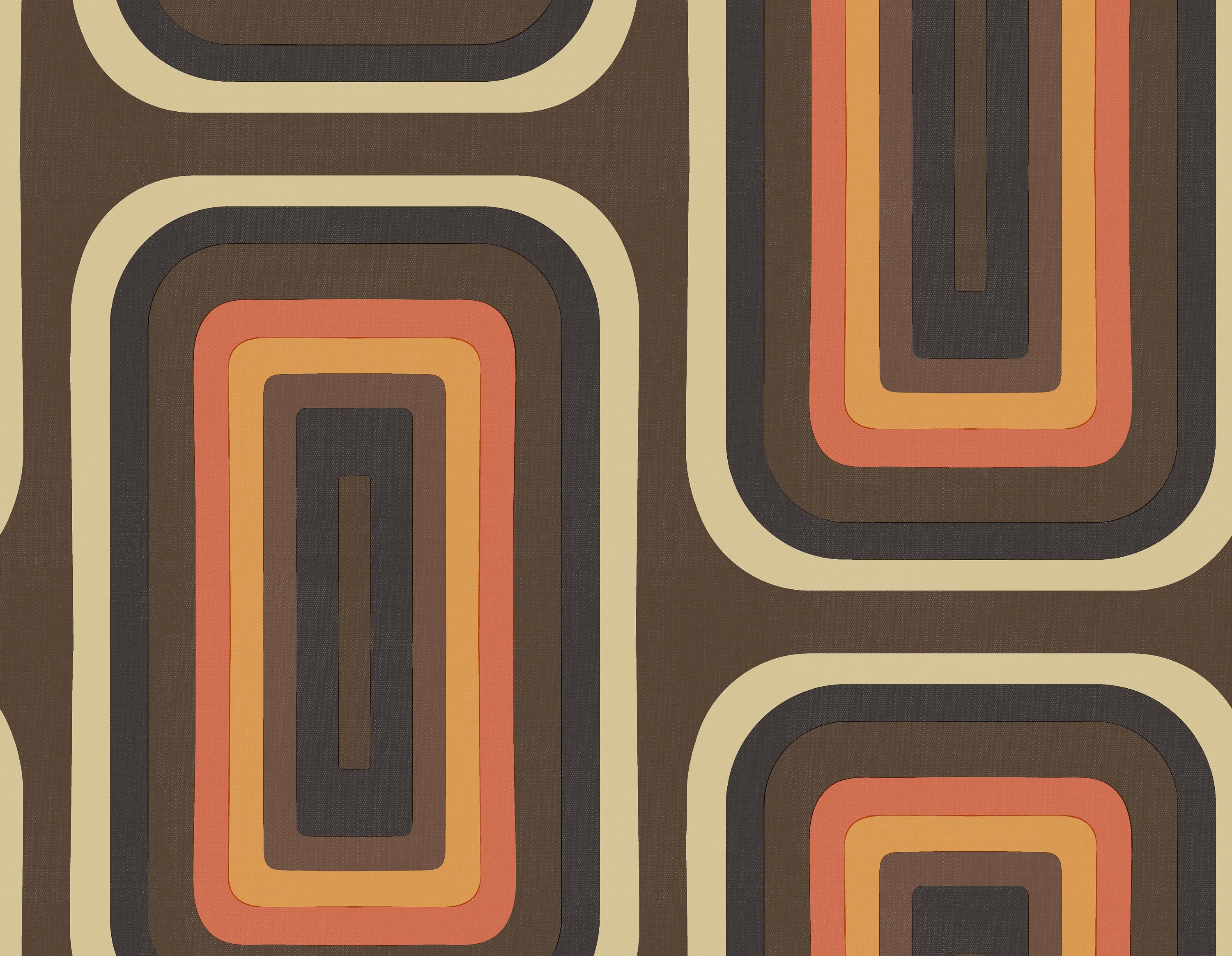 Retro Oblong Wallpaper Orange Brown - Etsy UK