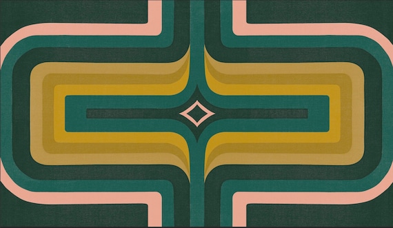 1970s Retro wallpaper, Teal + Tan