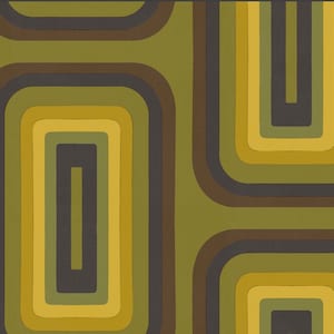 Retro Oblong wallpaper, Olive + Yellow