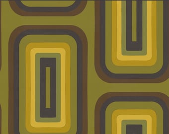 Retro Oblong wallpaper, Olive + Yellow