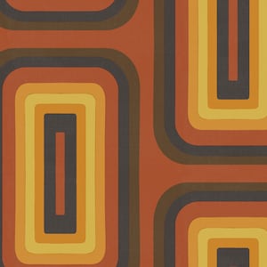 Retro Oblong wallpaper, Terracotta + Yellow