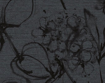 Aquatint floral wallpaper- Charcoal