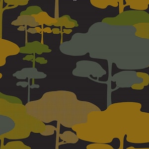Carta da parati Cloud Tree - Nero + Giallo