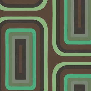 Retro Oblong wallpaper, Chocolate + Mint