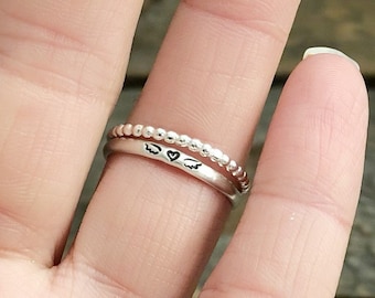 Miscarriage Ring,Memorial Remembrance Ring, Minimalist ring, Angel wing ring, Tiny Stacking Ring, Sterling Silver Ring