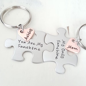 You are my Sunshine puzzle piece key chains Mother Daughter gift Boyfriend Gift Husband Gift Mothers day gift