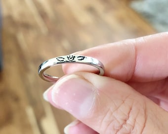 Pet Angel Wing Memorial Remembrance Ring, Angel wing ring, Stainless Steel Stacking Ring, Name Ring 2 mm, Hand Stamped Ring,Dog Mom