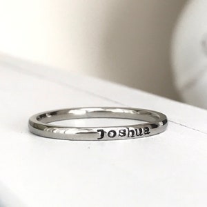 Custom name Ring name ring Stacking ring Personalized name ring  2mm stacking ring Stainless Steel mothers ring hypoallergenic