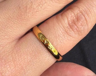 Miscarriage Ring, Angel Wings, Gold Plated, Hand Stamped, Memorial Ring