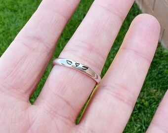 Miscarriage Angel wing ring Sterling Silver Stacking Ring Name Ring 3 mm Hand Stamped ring angel wing name ring mothers ring