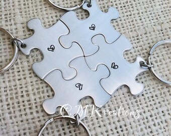 Bridesmaid gift puzzle pieces keychains personalized wedding party gift or best friends