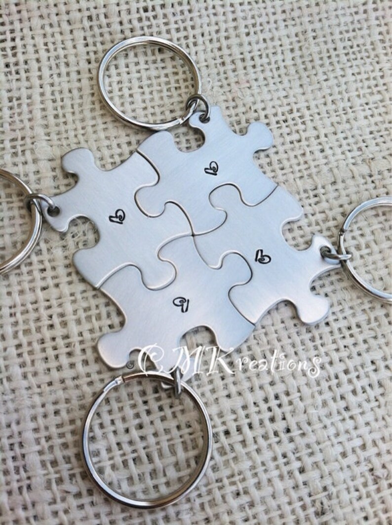 Bridesmaid gift puzzle pieces keychains personalized wedding party gift or best friends image 1