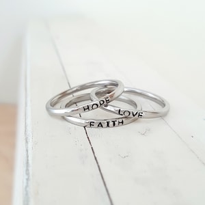 Name Ring, Stackable Name ring, Personalized custom name ring, Tiny 2mm stacking ring, Stainless Steel mothers ring hypoallergenic