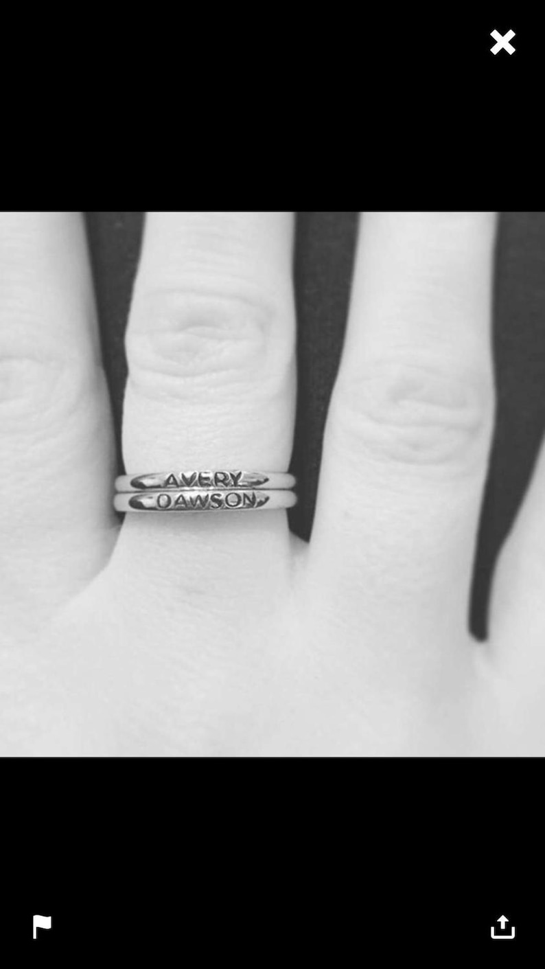 Stack ring, name ring, personalized Tiny 2mm Ring, Hand Stamped stacking ring ,stainless steel name ring image 5