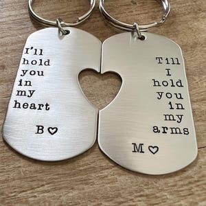 Long Distance Relationship, Couples Keychains, Hand Stamped Jewelry, Military