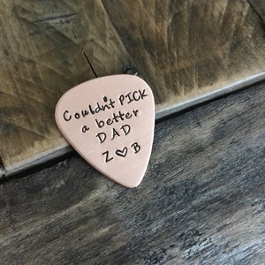 Personalized Guitar pick Copper hand stamped I pick you gift open heart pick gift for Dad Fathers Day Gift