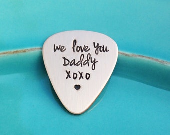 Guitar pick Copper, bronze, nickel silver hand stamped Daddy gift Fathers Day gift