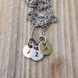 Personalized Jewelry Hand stamped jewelry, personalized charm necklace, girlfriend gift, initial disc necklace, Mother&#39;s Day gift jewelry