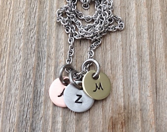 Personalized Jewelry Hand stamped jewelry, personalized charm necklace, girlfriend gift, initial disc necklace, Mother's Day gift jewelry