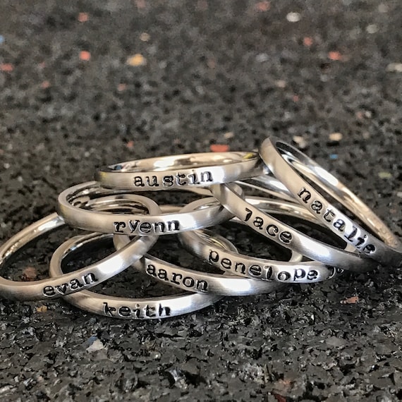 Stacking Ring Hand Stamped Brushed Finish Ring Personalized Custom
