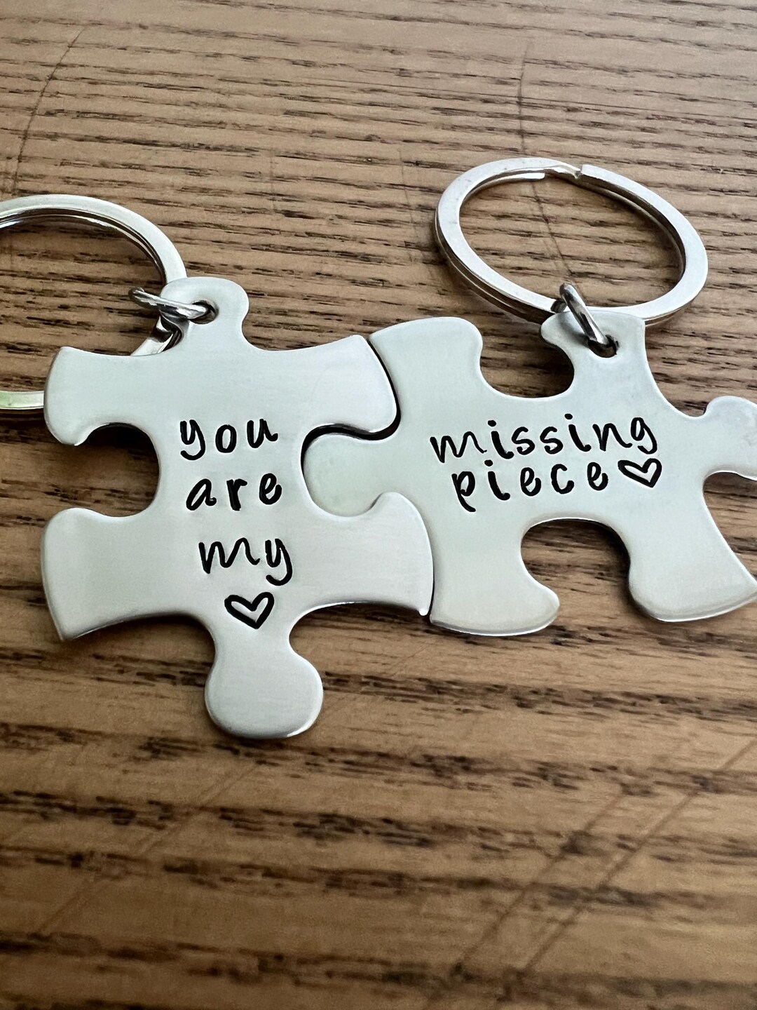 Puzzle Piece Keychain Set You Are My Missing Piece Hand Stamped ...